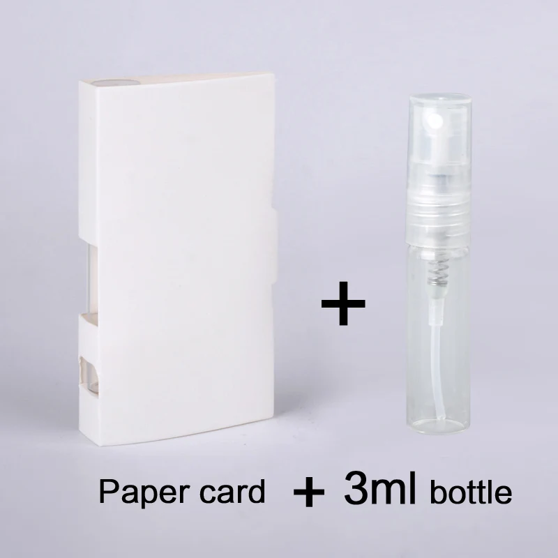 White card-3ml 100 шт./лот спрей бутылка многоразового использования флакон духов бумажная Подарочная открытка флакон с образцом духов посылка - Цвет: White card-3ml