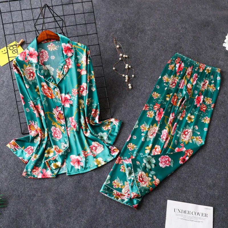 

New High Quality Full Length Pants + Full Sleeve Tops Two Pieces Women's Pajama Sets Free Shipping Winter Sleepwear Pijamas Sets