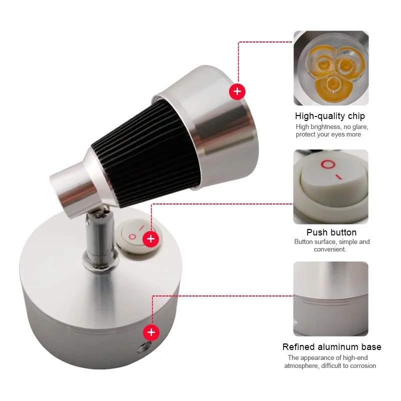 2x12V DC LED поворотный свет для чтения прикроватный холодный/холодный белый