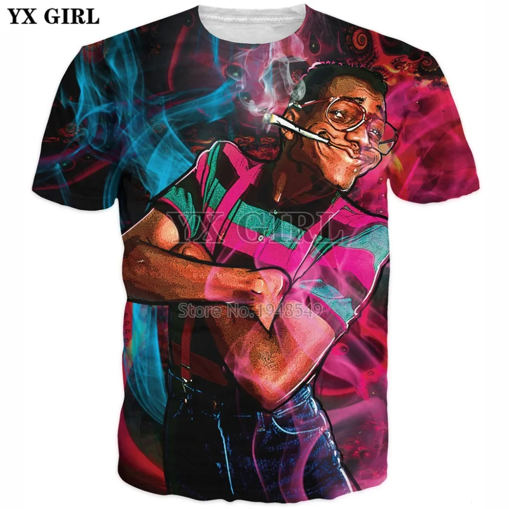 

YX GIRL 2019 New summer 3d Fashion Men T-Shirt steev urkel characters patterns Printed Men Women Casual Cool t shirts