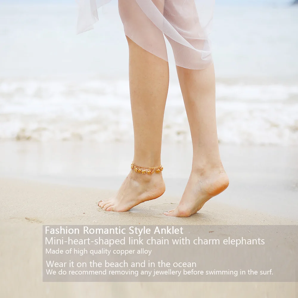 U7 Милый Шарм Слон Ножной Браслет Для Женщин Позолоченные Ювелирные Изделия Оптом