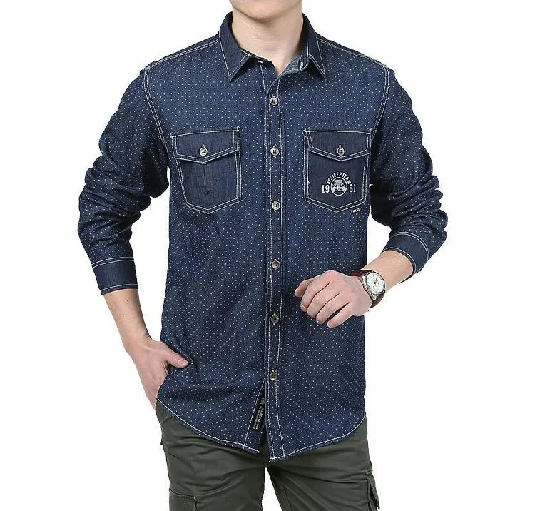 Одежда 2018 весна осень модные мужские джинсовые рубашки Camisa Hombre размера плюс с