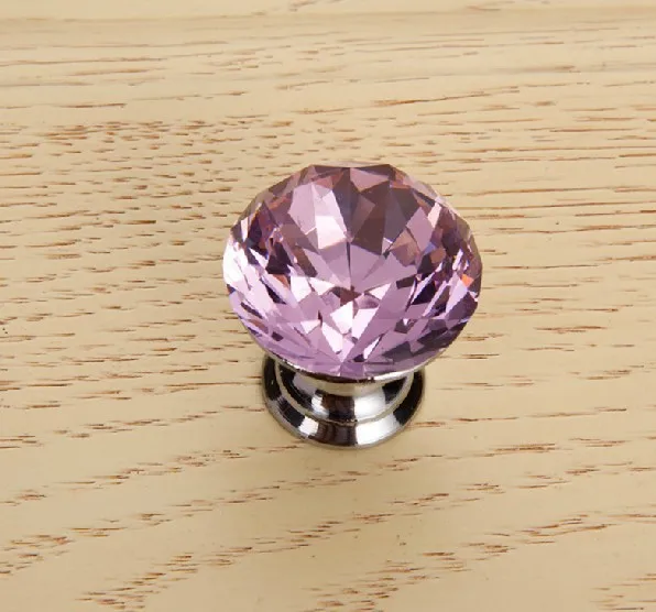 

10Pcs Wholesale 10Pcs/LOT 30mm Crystal Knob Cabinet Pull Handle Drawer Kitchen Door Wardrobe Cupboard Pink Knob