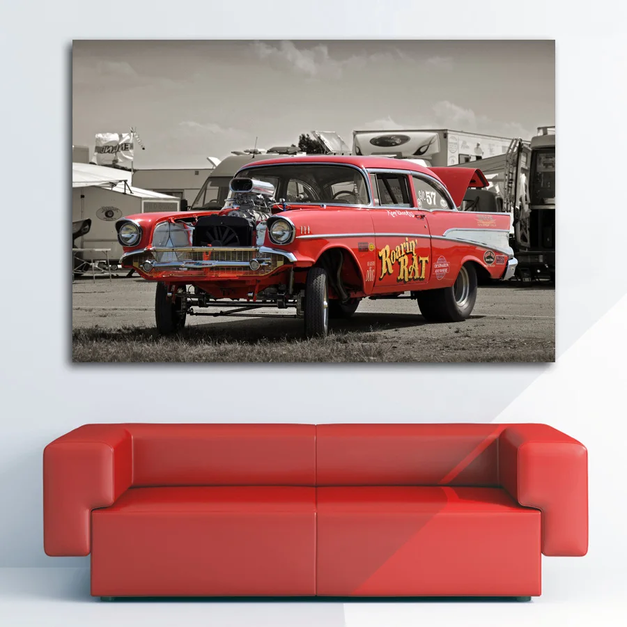 

Wall Art Плакаты гонки модифицированные автомобили классический ретро и рисунком машин, Художественная печать на холсте Живопись для дома Дек...