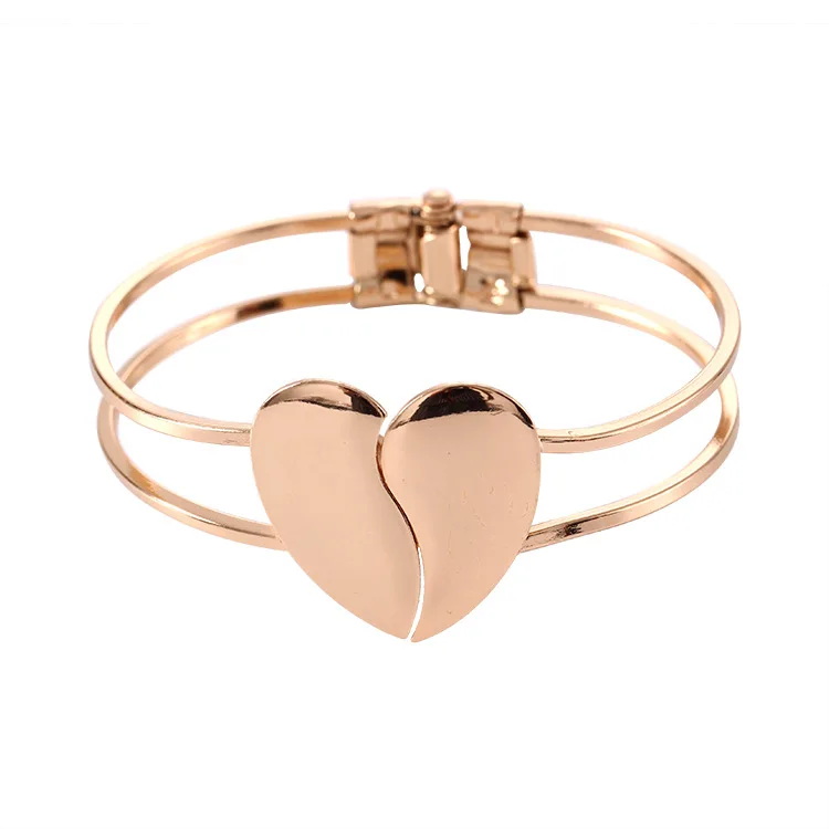 2018 New Fashion Two-sided Heart-shaped bracelet Women's metal alloy Gold accessories Jewelry Gifts For Women | Украшения и