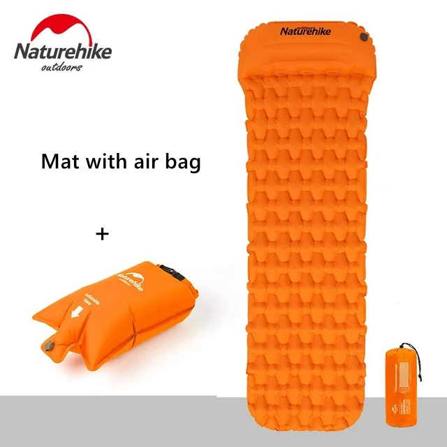Naturehike нейлоновый ТПУ коврик для сна легкий влагостойкий воздушный матрас портативный надувной матрас коврик для кемпинга - Цвет: Orange(Pillow) bag
