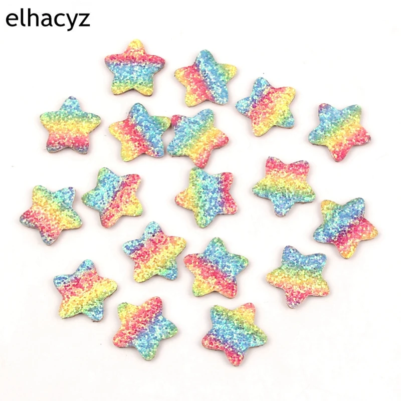 100Pcs/Lot Rainbow Felt Pads 3cm Glitter Stars For DIY Hair Accessories Girls Clips Headband Headwear |