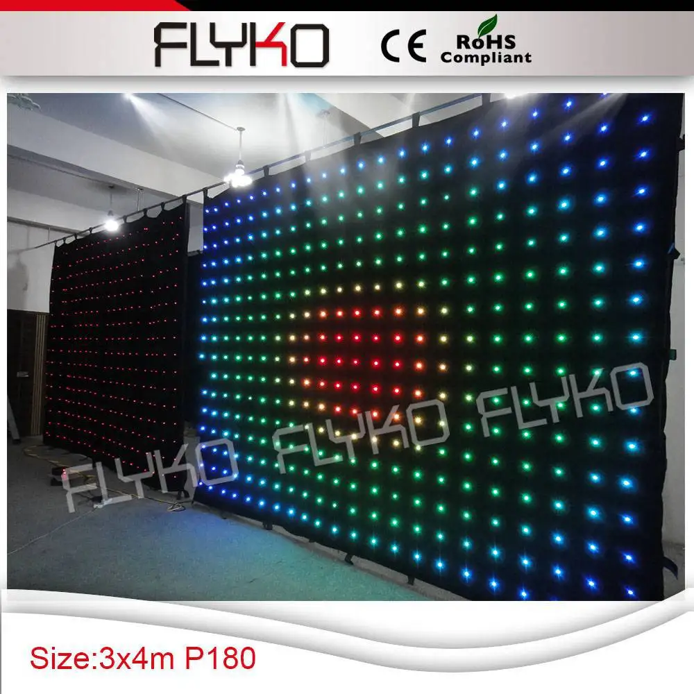 

p18 3x4m free shipping black fabric for backdrop led lighted stage backdrop curtain