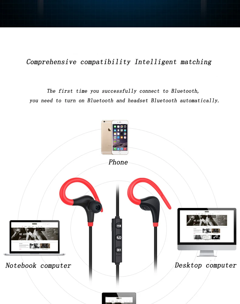 PHSOULTONE стерео бас Bluetooth наушники для Meizu iPhone 7 беспроводные наушники спортивные Bluetooth гарнитура с микрофоном игровая гарнитура
