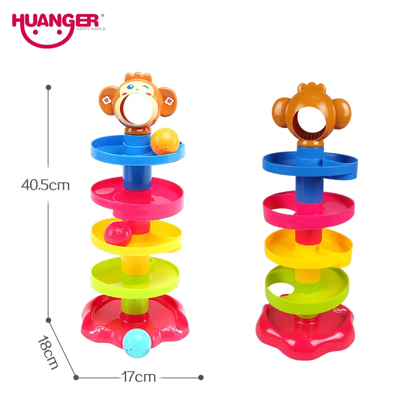 Huanger Baby Rolling Ball Bell Toys ворс башня пазл игрушки для детей погремушки кольцо от 0 до 24