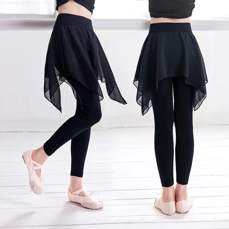 

Girls Ballet Dance Pants Modal Gymnastics Practicing Ballet Leggings Fitness Pants Lyrical Chiffon Skirts for Children