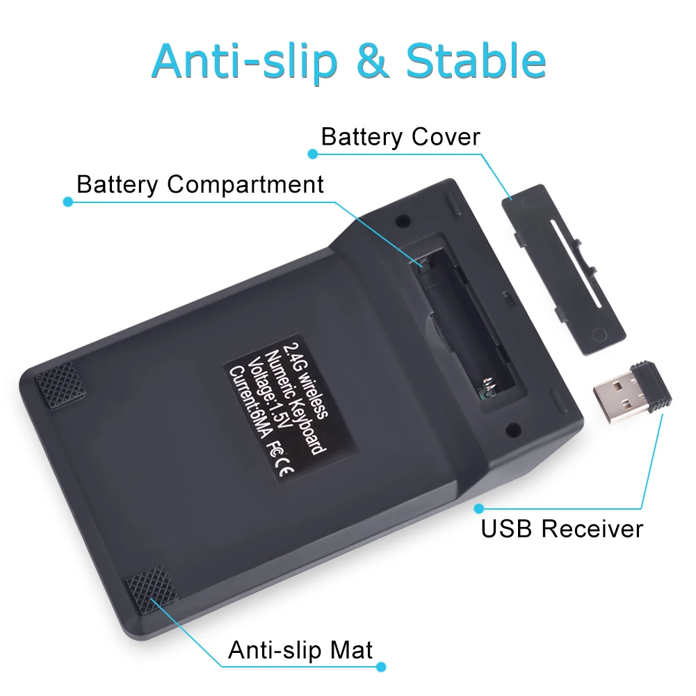 Ультра тонкая USB цифровая клавиатура 2 4G мини беспроводная с 18 клавишами Новое