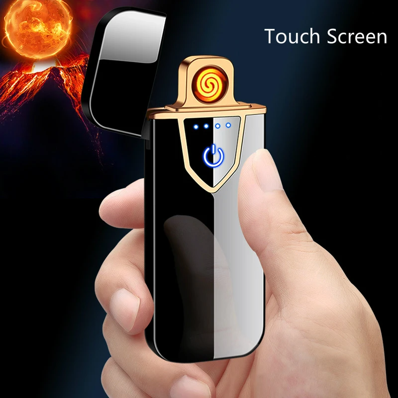 Акция, новая usb зарядка, зажигалка, маленькая металлическая перезаряжаемая Зажигалка для сигарет, двухстороннее зажигание, тонкая электрическая зажигалка, подарок