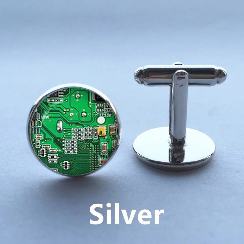 Запонки для рубашки 1 пара запонки компьютерной печатной платы запонок с зеленой