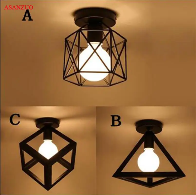 Ретро Потолочные светильники потолочный светильник Led Лофт железная клетка Lustre