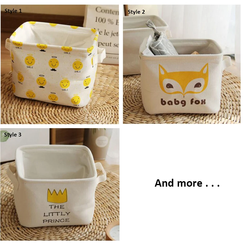Маленькая милая мультяшная складная корзина для хранения разного стола мини
