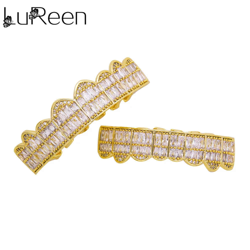 LuReen Gold Grillz верхние и нижние грили зубные хип-хоп зуб гриль Зубы вампира шапки Рэппер рот ювелирные изделия PartyXHYT1120