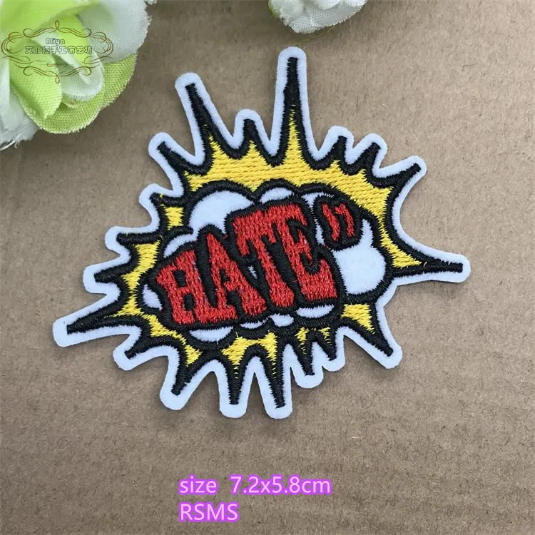 1 шт. розовое сердце Рок Поцелуй Эй слова вышитые утюгом нашивки тканевые