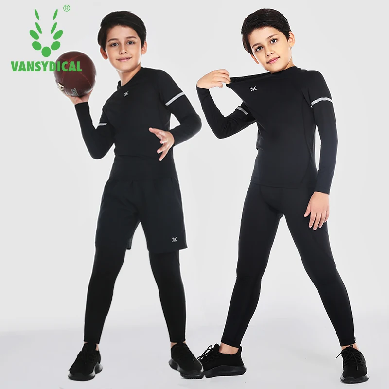 Vansydical спортивные костюмы для мальчиков дышащие компрессионные колготки бега 3