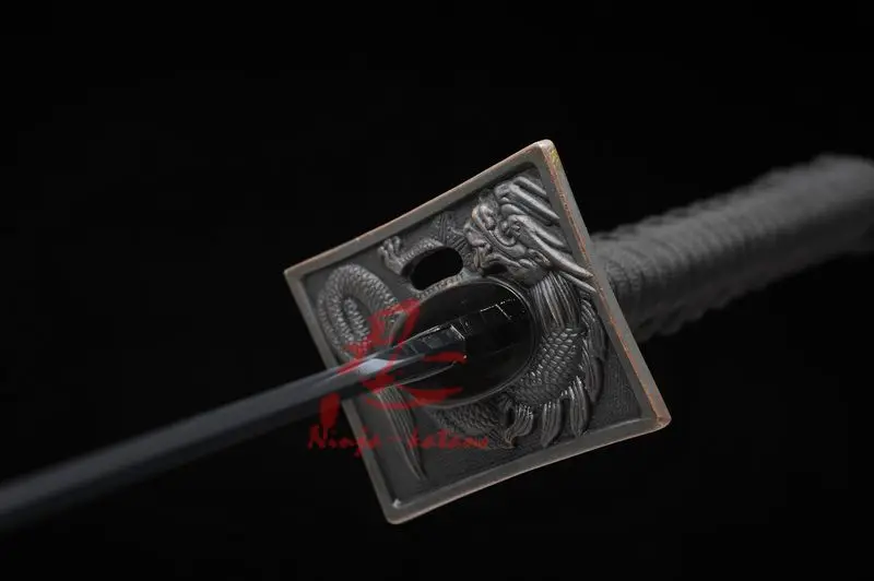 Битва готовая глина из закаленной стали черное лезвие Дракон тема ниндзя катана
