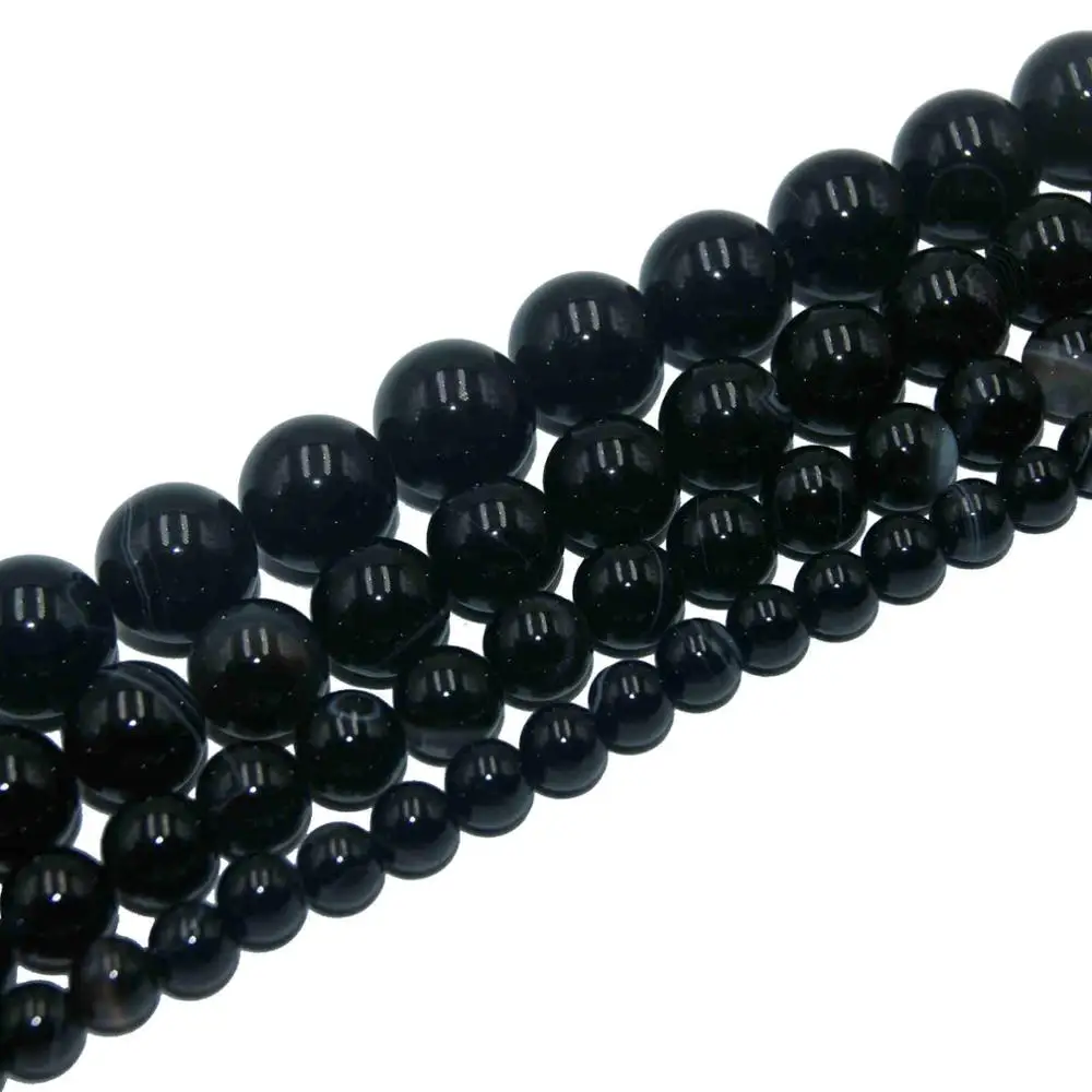 Black striped agate Агаты бирюзой Натуральный Камень Бисер Амазонит Круглые бусины для самостоятельного изготовления ювелирных изделий Цепочки и ожерелья браслета 4/6/8/10/12 мм - Цвет: Black striped agate