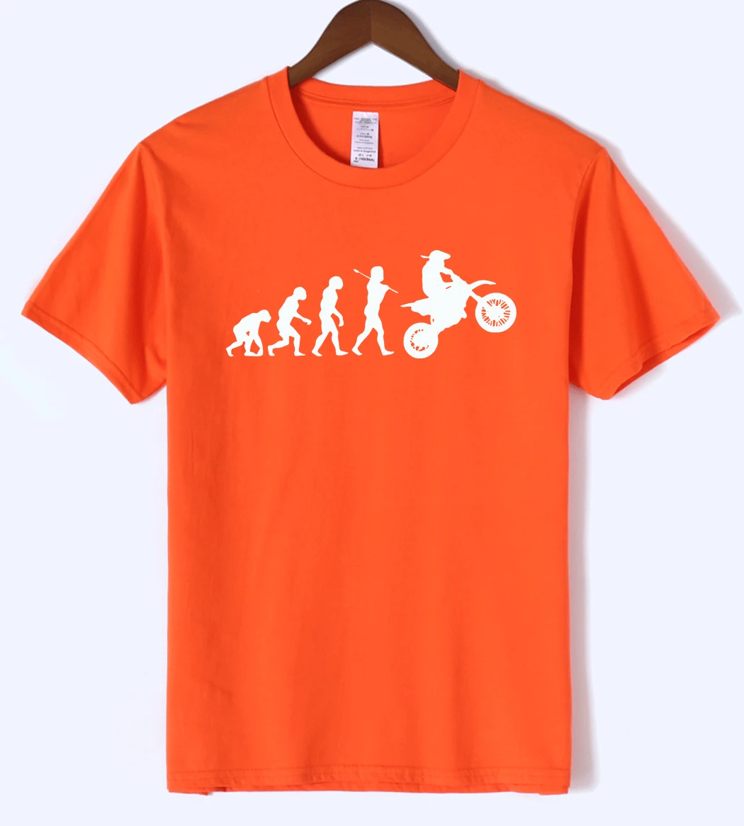 orange Dirtbike с изображением процесса эволюции и мотокросса мужская футболка Летняя Повседневная модная мужская футболка хлопок высокое качество короткий рукав футболки - Цвет: orange