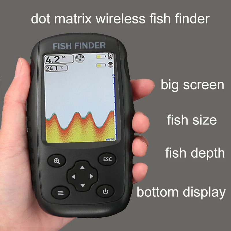 

Brand New Big Screen Dot Matrix Fish Finder smart sonar sensor, Wireless Fish finder