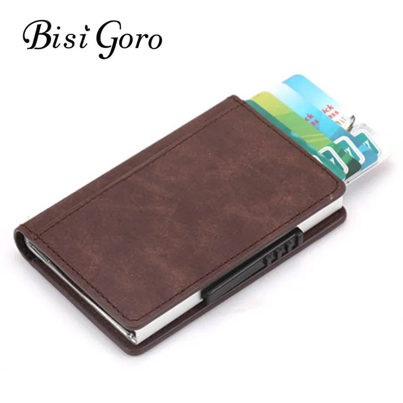 

BISI GORO RFID Card Holder Blocking Crad Wallet Metal 2019 New Men Women Single Box Minimalist Wallet Aluminium for Card For Men