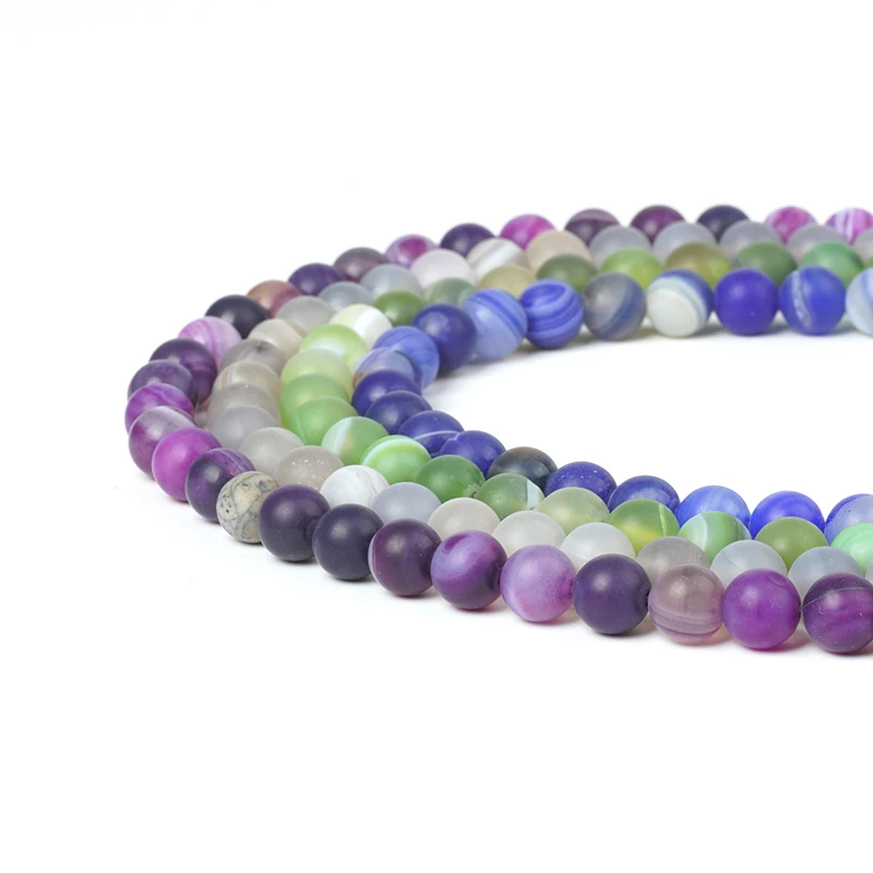 Фиолетовый синий в полоску агат камень бисер матовые карнелиановые тусклые