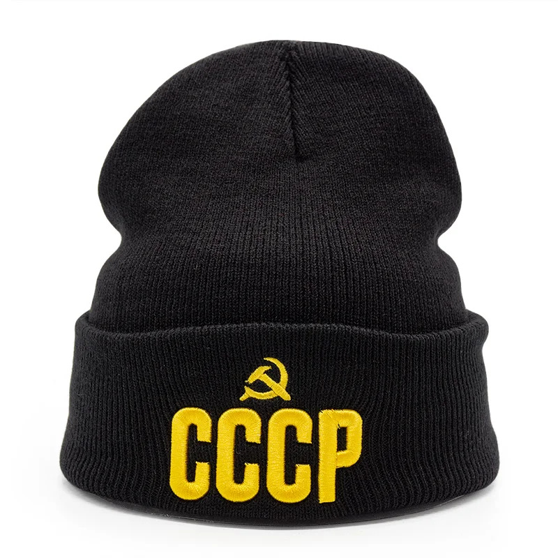 Новинка, CCCP, СССР, русские шапочки без полей, зимняя теплая вязаная шапка для мужчин и женщин, Осенняя шерстяная Повседневная Русская Шапка Skullies, вязаная шапка
