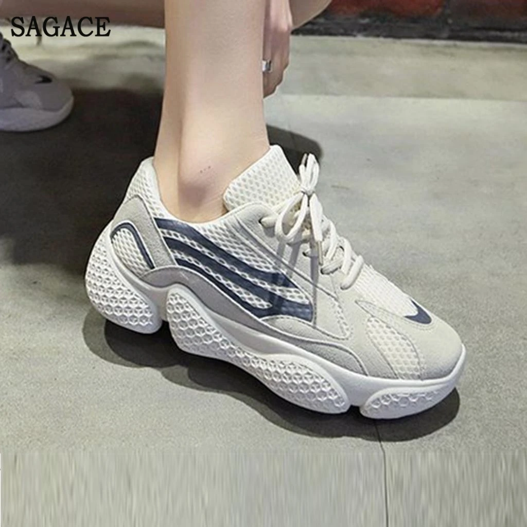 Женские кроссовки на платформе SAGACE классические сетчатые дышащие толстой