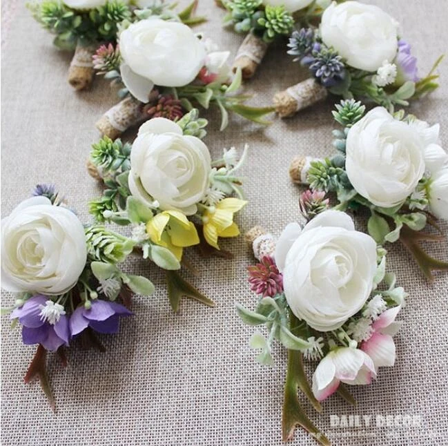 6 шт Искусственные влагозапасающие растения белая роза Свадебные цветы