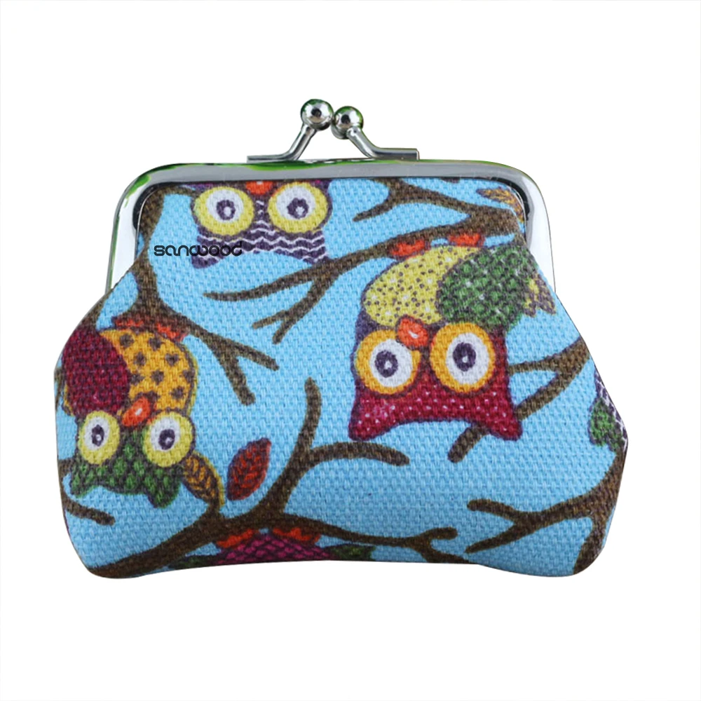 Light Blue Модный женский милый разноцветный кошелек с принтом совы, кошельки, Холщовая Сумка для денег - Цвет: Light Blue