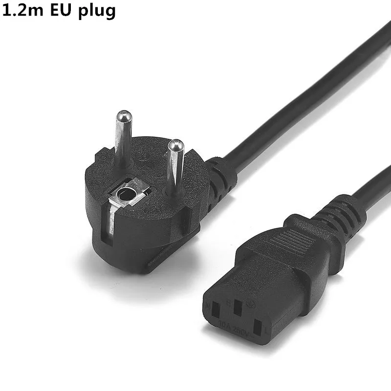 EU European AC Power Cord Euro IEC C13 Power Extension Cable 1.2m 18AWG For Dell PC Computer Monitor 3D Printer Samsung TV