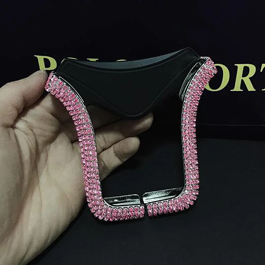Bling Diamond Универсальный Автомобильный держатель для телефона хрустальные стразы держатель на вентиляционное отверстие автомобиля Автомобильный держатель для iPhone держатель для сотового телефона - Цвет: pink