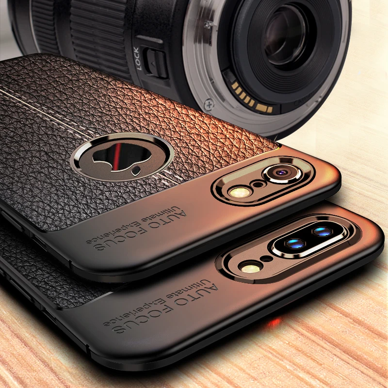 Роскошный кожаный чехол с зернистой текстурой для iphone 7 8 6 S X XR XS MAX силиконовый