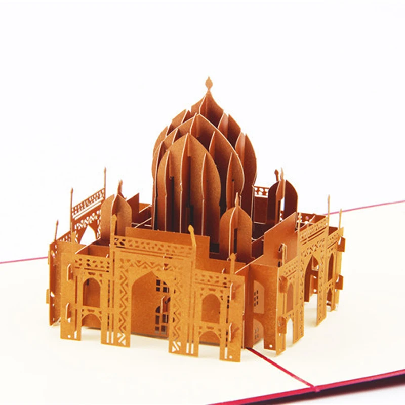 3 шт./лот) бизнес на заказ доступны винтажные индийские Taj Mahal 3D всплывающие поздравительные открытки 3D сувенир на день рождения Подарочные карты C3028