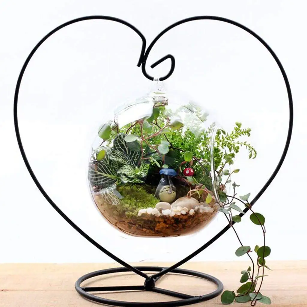 Heart-Shaped Ornament Display Stand Air Plant Stand/Flower Pot Holder Iron Pothook For Hanging Glass Terrarium Color | Дом и сад