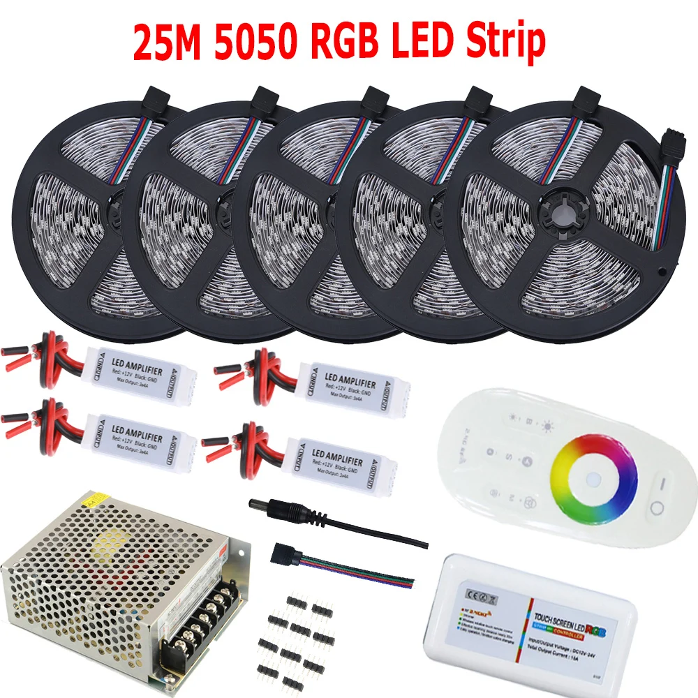 25 м 20 15 м 10 м 5 м 5050 RGB светодиодные ленты диод клейкие свет в серии с 2.4g беспроводное устройство RF пульт дистанционного управления усилители домашние питание