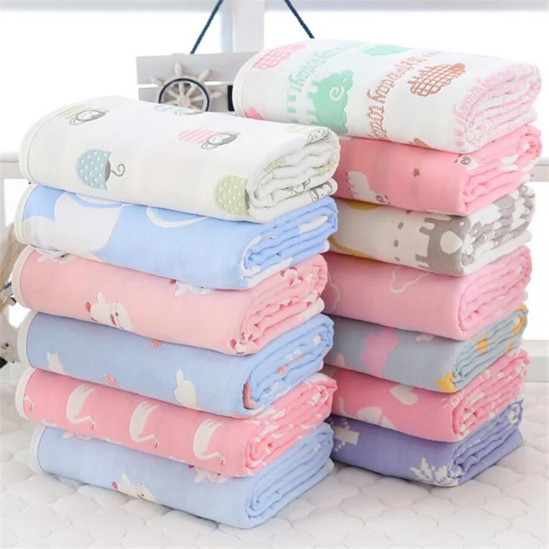 

110*110cm baby soft infant bath towel gauze breathable blanket bedding cover swaddle kids six layers organic bath towel blanket