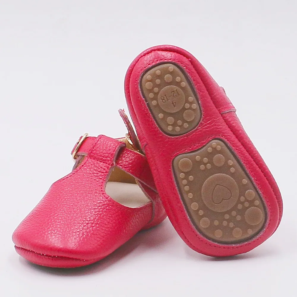 Мокасины из натуральной кожи для новорожденных девочек Прорезиненные