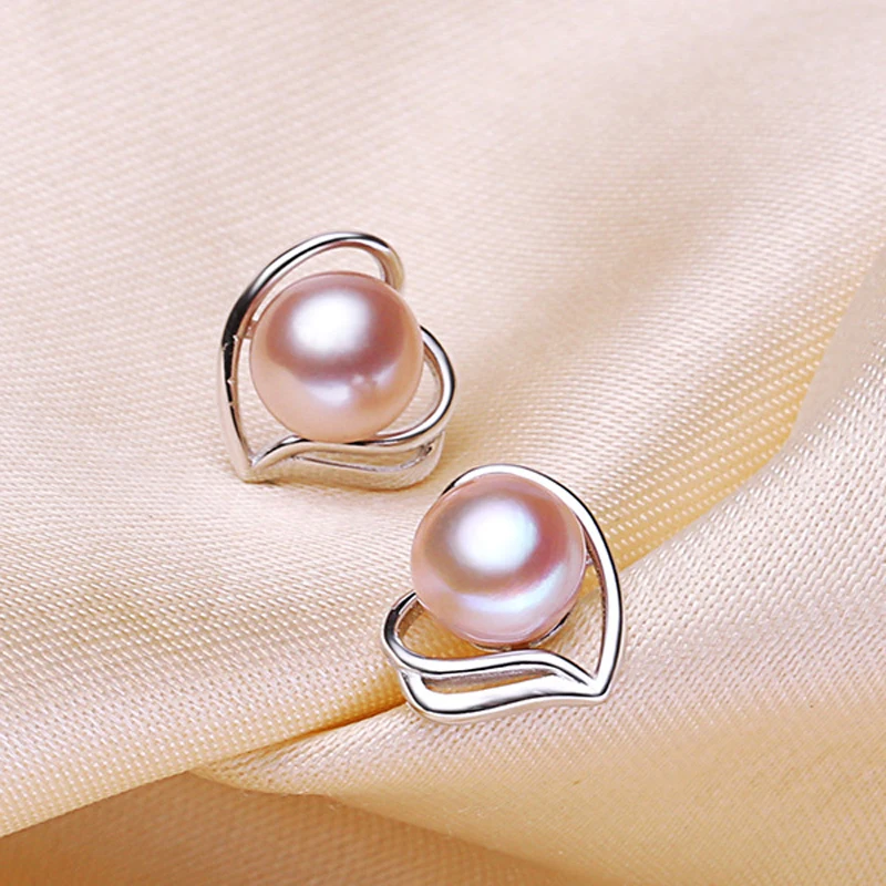 purple pearl Earring Новинка, модные серьги-гвоздики с натуральным пресноводным черным жемчугом, 925 пробы, серебряные жемчужные ювелирные изделия для женщин, свадебный подарок - Цвет камня: purple pearl Earring