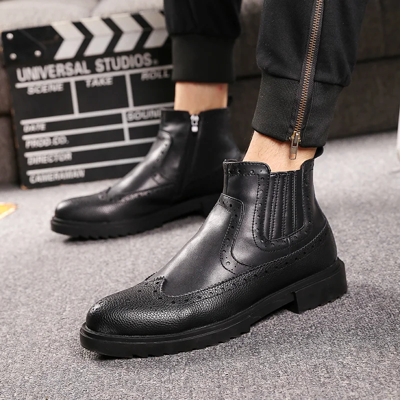 Мужские повседневные дышащие ботинки для выпускного вечера из мягкой бычьей