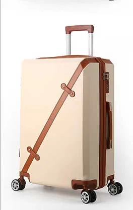 beige LeTrend 28 дюймов высокая емкость ретро чемодан на колёсиках Spinner студентов пароль чемодан колеса 20 дюймов кабина тележка дорожная сумка - Цвет: beige