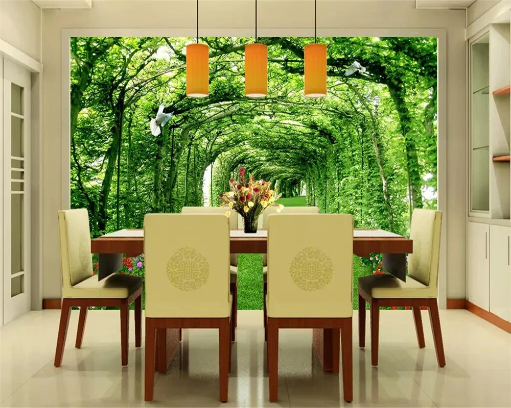 3d фотообои на заказ обои с пейзажем в парке лесу лужайке для гостиной |