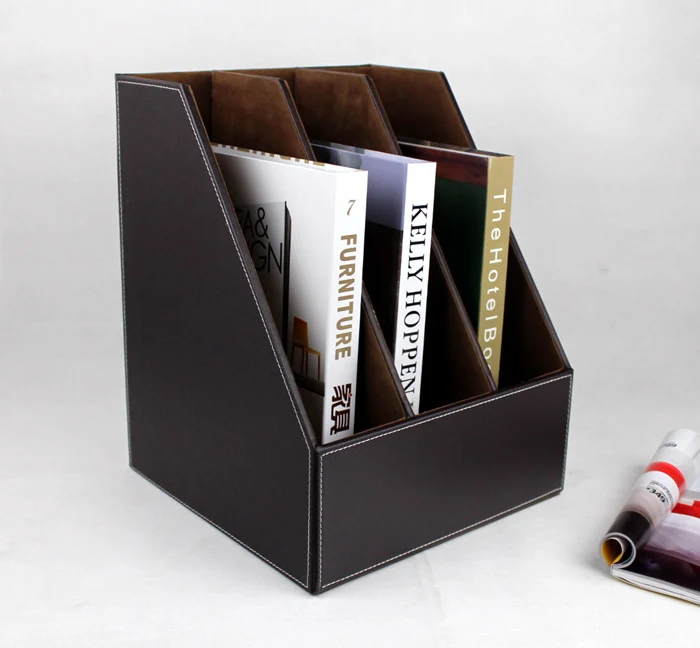 Наклонный деревянный кожаный стол с 3 отделениями A4 папка для документов