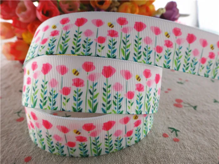 3 18092727, " 25 мм 10 ярдов с цветочным принтом grosgrain ленты DIY волосы луки ручной работы материалы - Цвет: 3