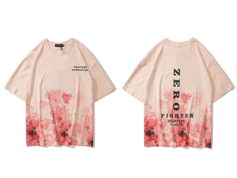 Футболки GONTHWID Cherry Blossom Ink Tie Dye с принтом, уличная Мужская футболка в стиле хип-хоп, повседневные топы с коротким рукавом, футболки Harajuku, футболки
