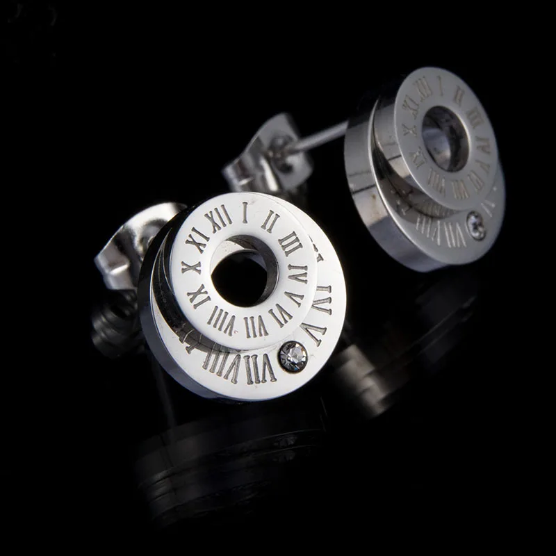 Серьги гвоздики мужские из нержавеющей стали с фианитами 2 слоя|earring luxury women|earrings