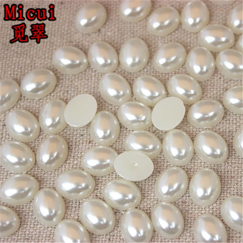 Micui 6*8/8*10/10*14/mm Oval Pearl Beads ABS Half Pearls Flatback Scrapbooking Bead For Jewelry Making Clothes Decoration SM211 | Дом и сад